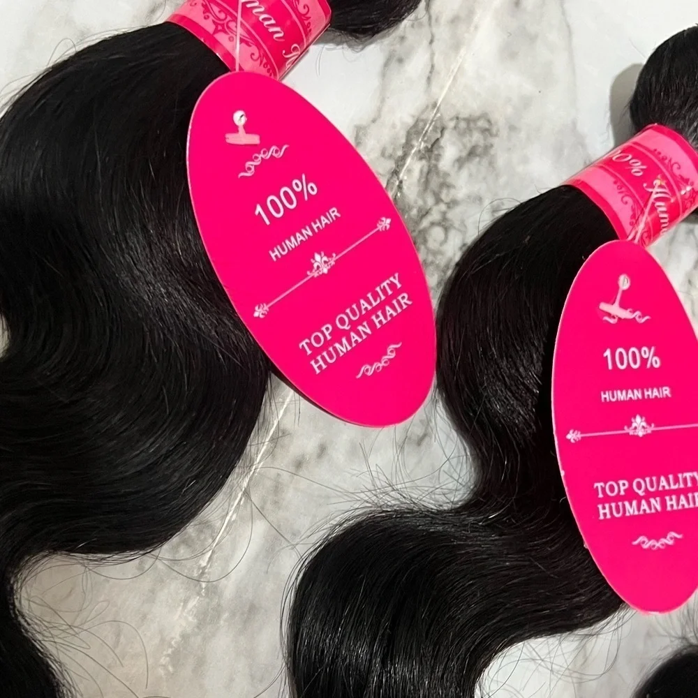 Body Wave Human Hair 20, 22 & 24  Inch 10A Brazilian  Black Virgin Human Bundles